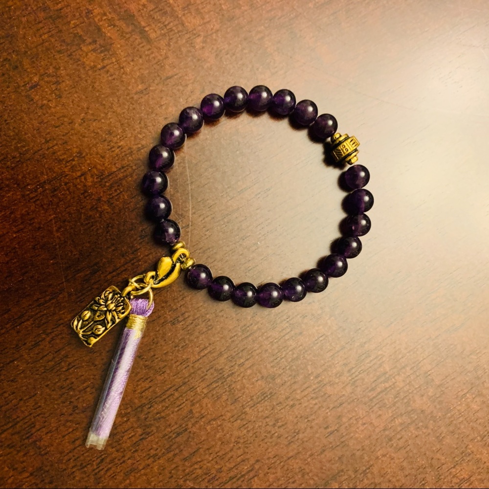 SOLD  24 Amethyst 6mm Beads Bracelet